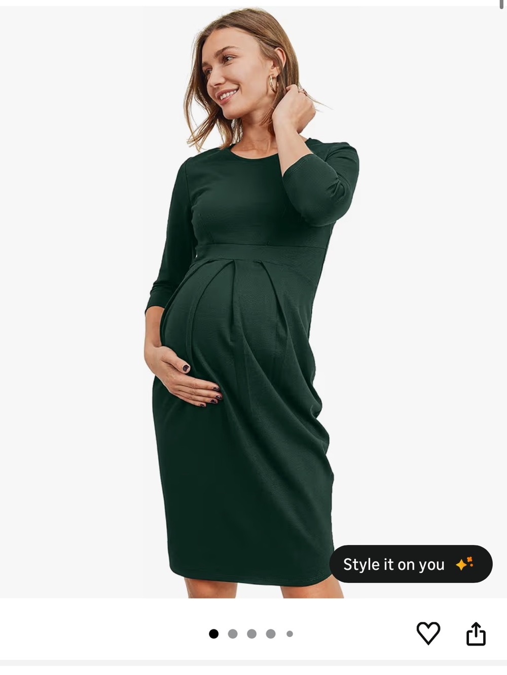 Maternity Midi Dress with front Pleat